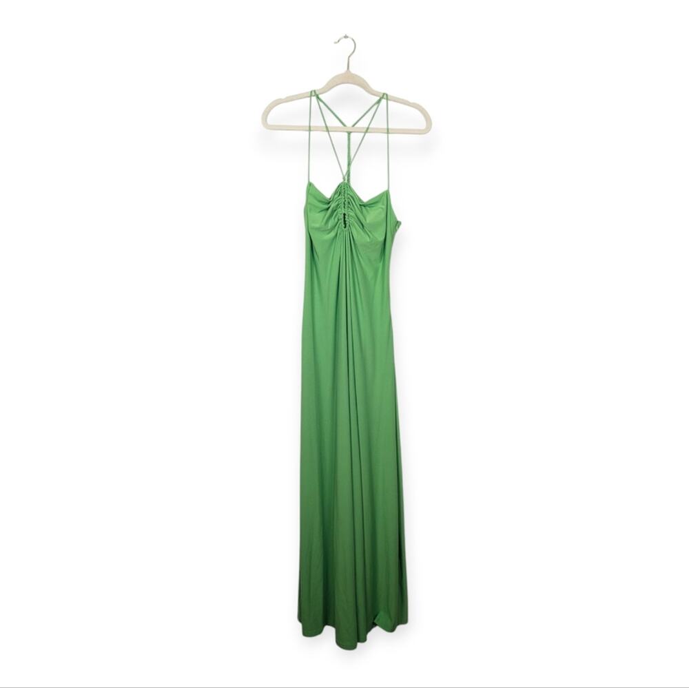 One33 Social Women's Dress Green Halter Neck Braided Maxi Boho Summer Size 6